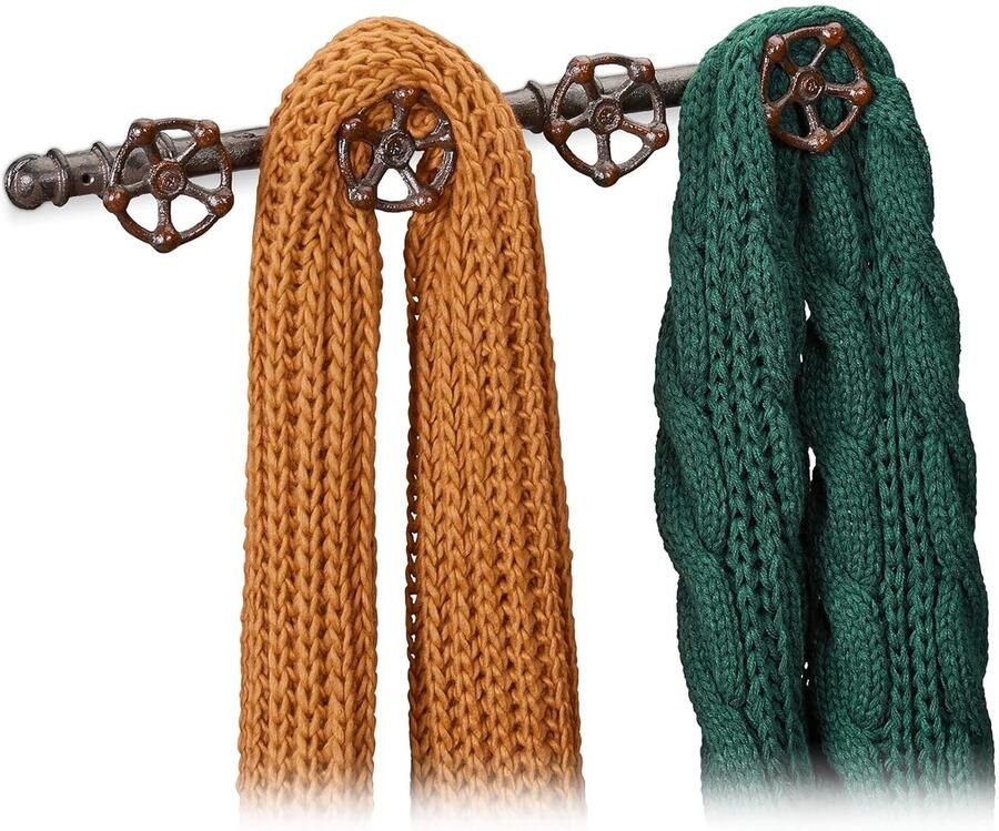 Industriële Wandkapstok Gietijzer 4 Haken 6.5 x 46.5 x 6 cm