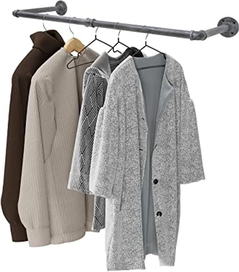 Industriële Buizen Kledingrek Wandgemonteerd 24 Inch Ruimtebesparend en Multifunctioneel