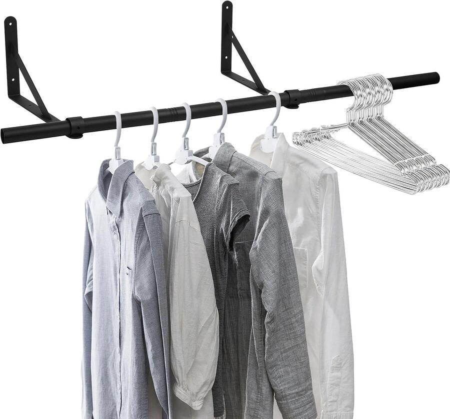 Industriële wandmontage kledingroede 90 cm Ruimtebesparend kledingrek voor thuis