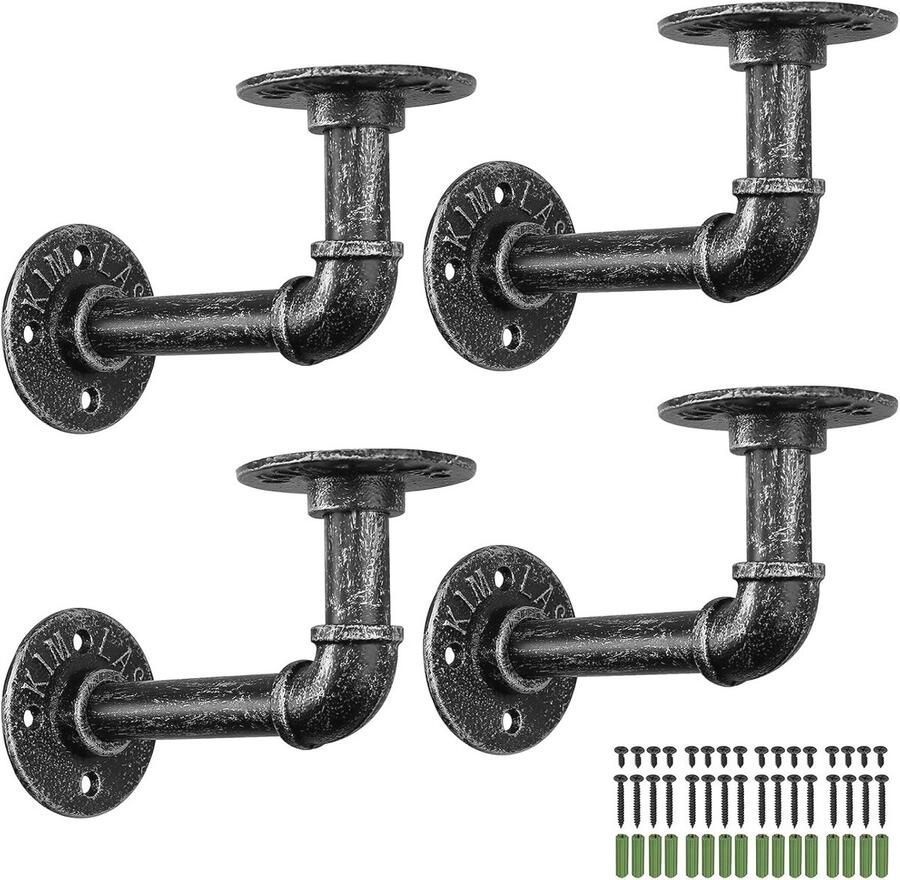 Industriële Wandplank Beugels 4-Pack Retro Vintage Planksteunen voor Drijvende Planken