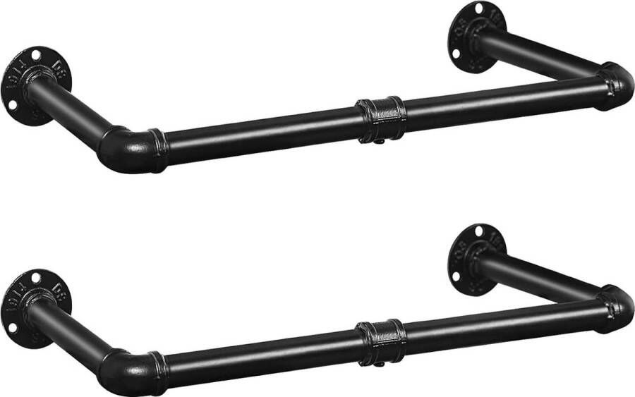 Industrierear EBK06BJ01 Kledingstang set van 2 64 cm wandmontage afneembare kledingstandaard tot 30 kg belastbaar ruimtebesparend hal
