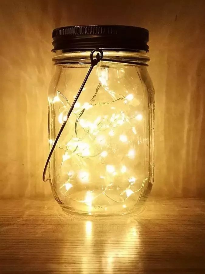 Infinitoo lichtslinger op zonne-energie 40 LED (4 stuks) mason jar lichten starry star fairy zonne-verlichting waterdichte glazen potten tuin hanglampen voor lantaarn tafeltuin bruiloft feest decor