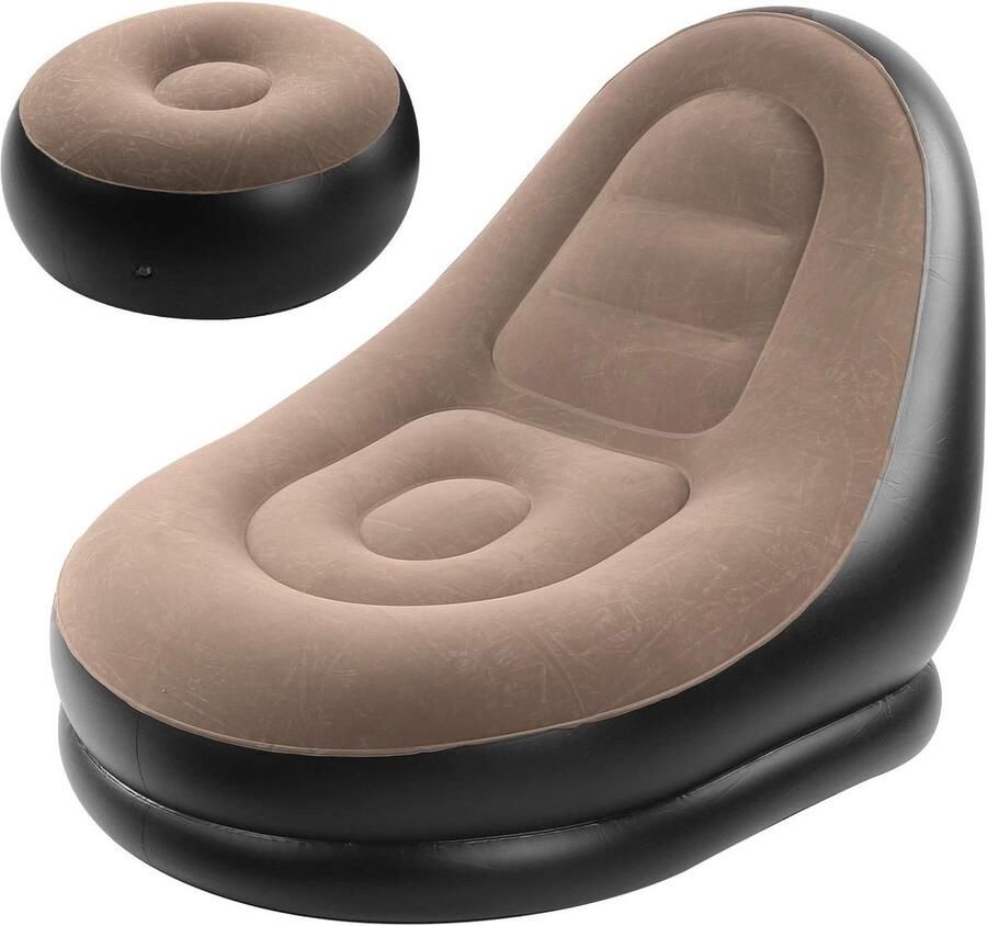 Inflatable Bench and Footrest 125 x 85 x 100 cm Outdoor Chair and Bean Bag for Garden Camping