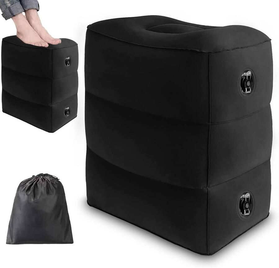 Inflatable Footrest Cushion for Airplane Car Home and Office Portable Travel Pillow