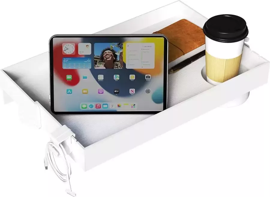 Inklapbaar Bedplank Zwevend Nachtkastje Bedplankje met Bekerhouder Nachtplankje voor aan Bed