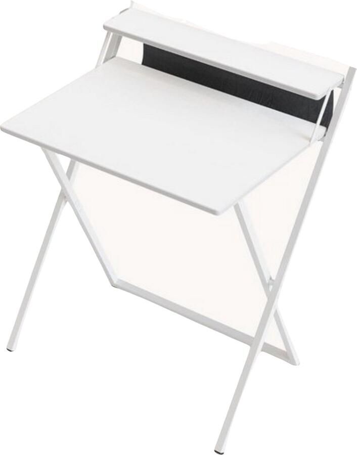Inklapbaar Bureau 60 cm Compact Ontwerp Met Plank en Opbergtas Wit