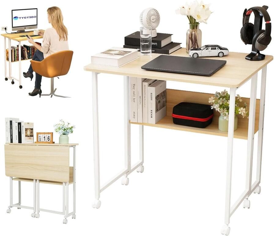 Inklapbaar Bureau Eenvoudige Structuur 1 stuk Metalen Poten 80 x 58 x 75 cm