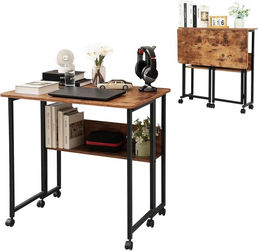 Inklapbaar Bureau Ruimtebesparende Computertafel 1 stuk Retro kleur 80 cm