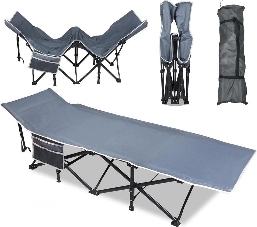 Inklapbaar Campingbed tot 250 kg Sterk en Comfortabel voor Buiten en Binnen