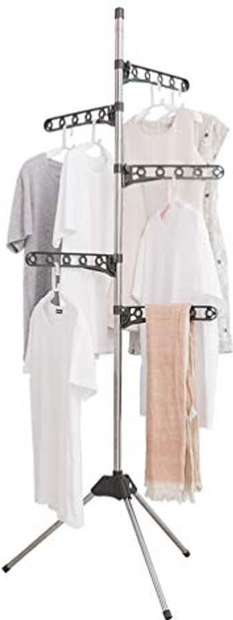 Inklapbaar Droogrek Staand met Verstelbare Hangers voor Kleding Ruimtebesparend Kledingrek voor Thuis en Balkon