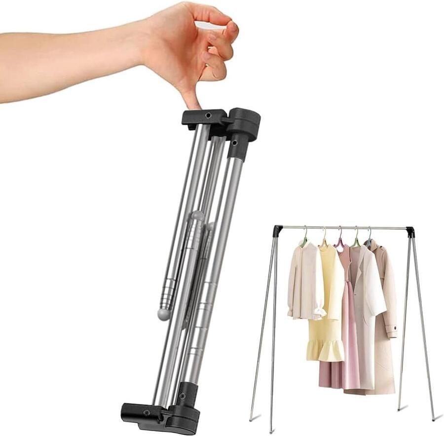 Inklapbaar Kledingrek Draagbaar en Licht Zwart
