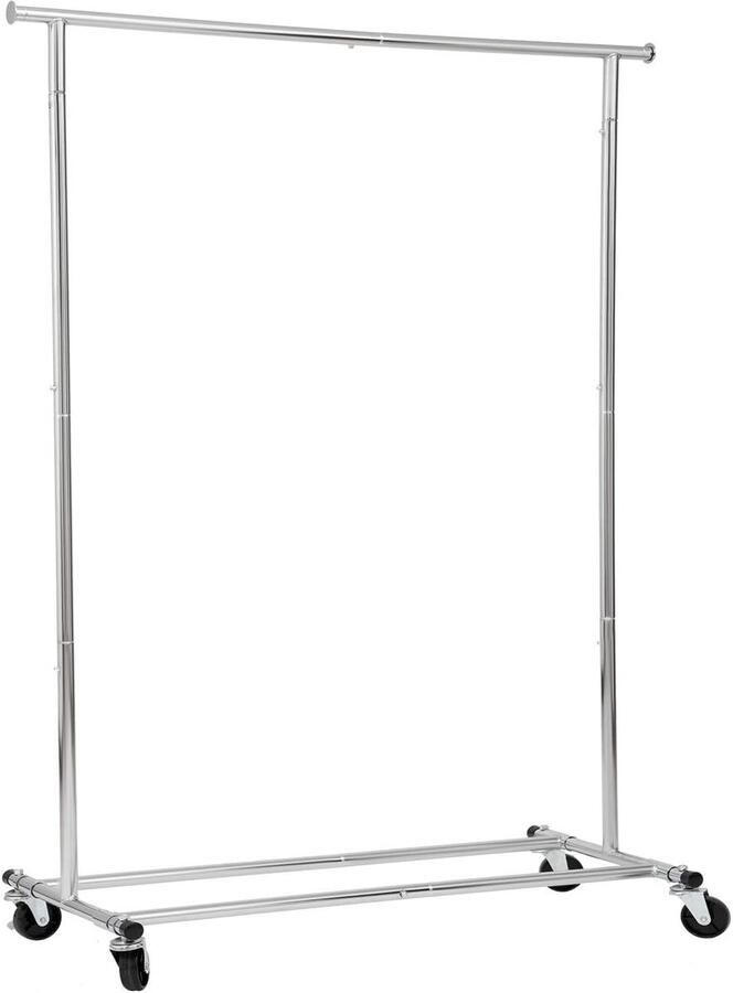 Inklapbaar kledingrek op wielen stevig en praktisch 1 stuk chroom