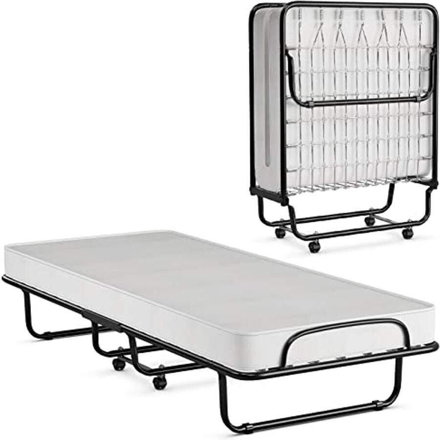 Inklapbaar logeerbed met traagschuim matras Eenpersoonsbed 80 x 190 cm