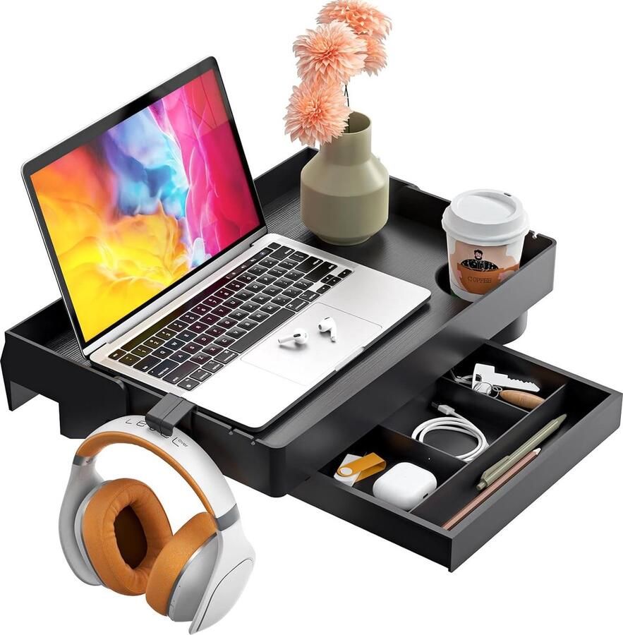 Inklapbaar nachtkastje bedplank stapelbedrog voor studentenhuis met lade en bekerhouder Grijs 245x375 cm Beside shelf