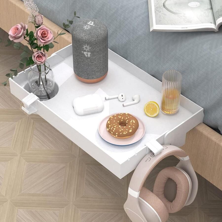 Inklapbaar nachtkastje voor kinderen wit 245x375 cm bedplank stapelbedrek bekerhouder haken