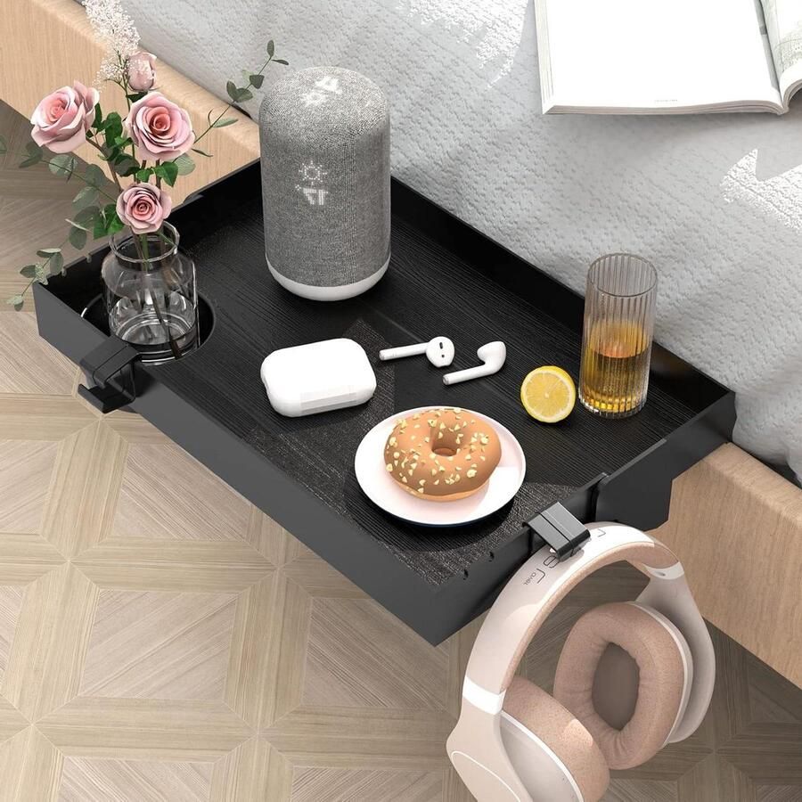 Inklapbaar nachtkastje bedplank stapelbedrek voor kinderen mini-nachtkastje om vast te klemmen met bekerhouder haken 245 x 375 cm zwart nachtkastje zwart 60 cm hoog