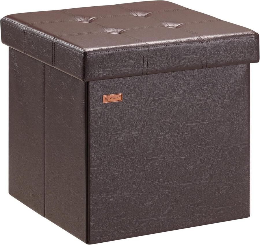 Inklapbaar Opbergbankje Kunstleer 40x40cm Multifunctionele Poef met Opbergruimte