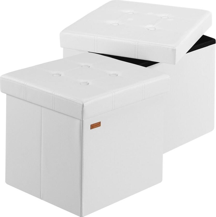 Inklapbaar Opbergbankje Kunstleer 40x40x40 cm Multifunctionele Poef met Opbergruimte