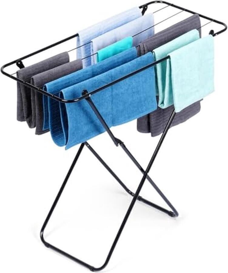 Inklapbaar Staand Droogrek voor Kleding en Ondergoed Zwart Metaal 93x43x88 cm