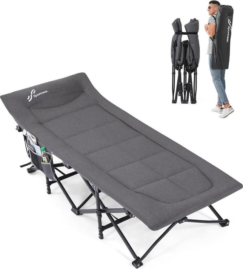 Inklapbaar Veldbed voor Volwassenen Comfortabel Logeerbed voor Camping Reizen en Thuis