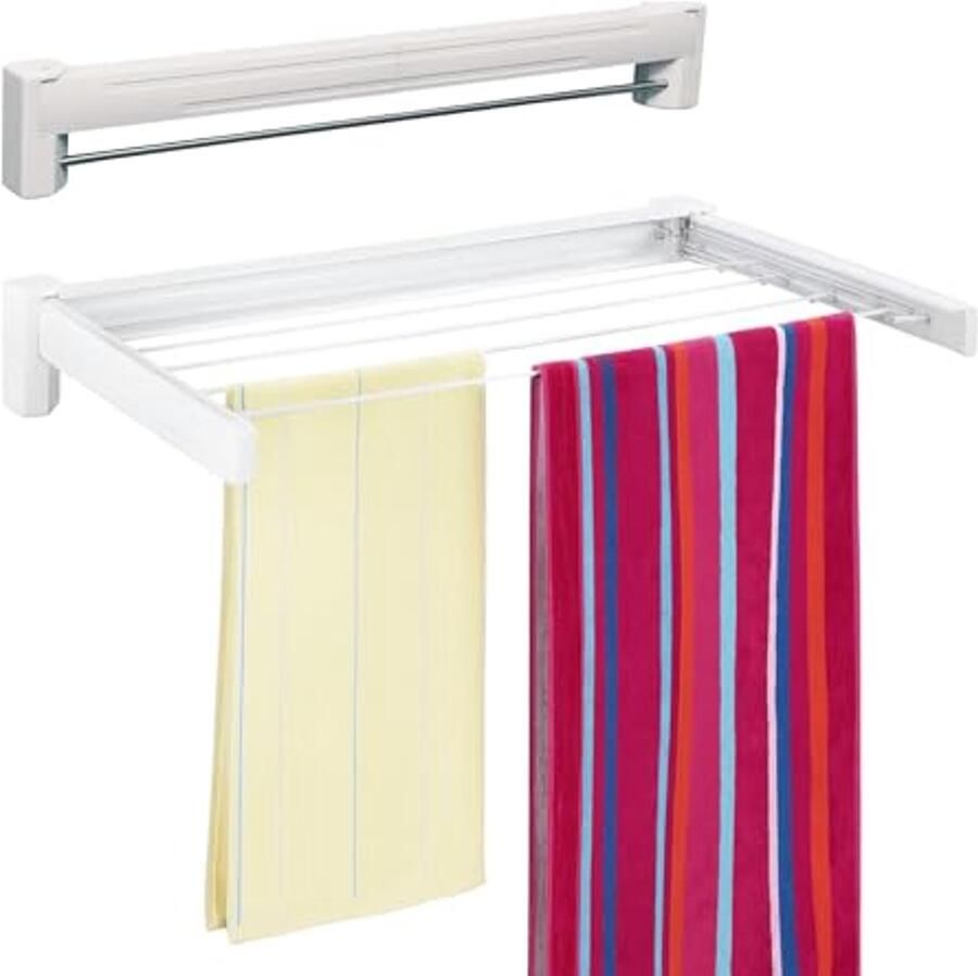 Inklapbaar Wanddroogrek Ruimtebesparend Droogrek van Aluminium (Zwart 70 x 37 cm)