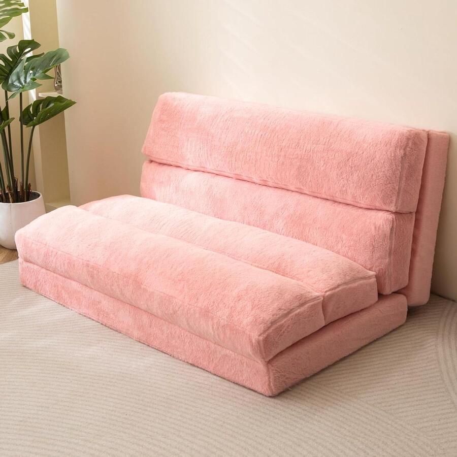 Inklapbaar zitzakbed Extra dikke 6-voudige opvouwbare vloermatras voor volwassenen Roze 75 x 240 cm