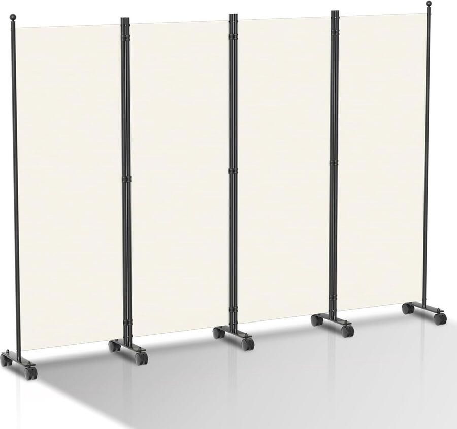 Ruimteverdeler op wieltjes Opvouwbaar en draagbaar 228 x 181 cm Flexibele scheidingswand voor inkijkbescherming