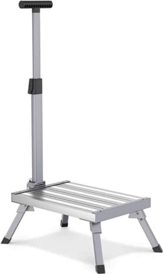 Inklapbare Aluminium Opstapkruk met Armleuningen Draagvermogen 150 kg Anti-Slip Pad Perfect voor Thuis en Buiten