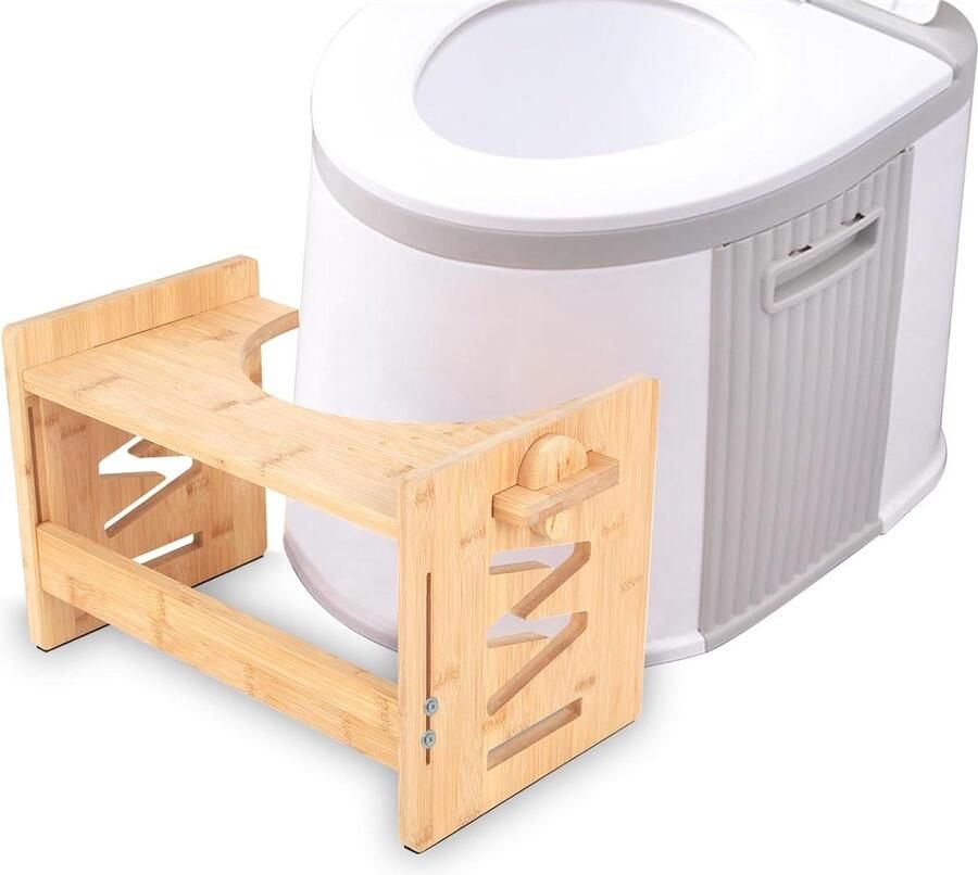 Inklapbare bamboe toiletkruk voor volwassenen en kinderen in hoogte verstelbaar gezonde zithouding voetenbankje