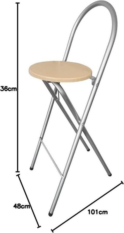Inklapbare Barkruk met Rugleuning en Voetensteun Stalen Bistrokruk voor Keuken en Wonen
