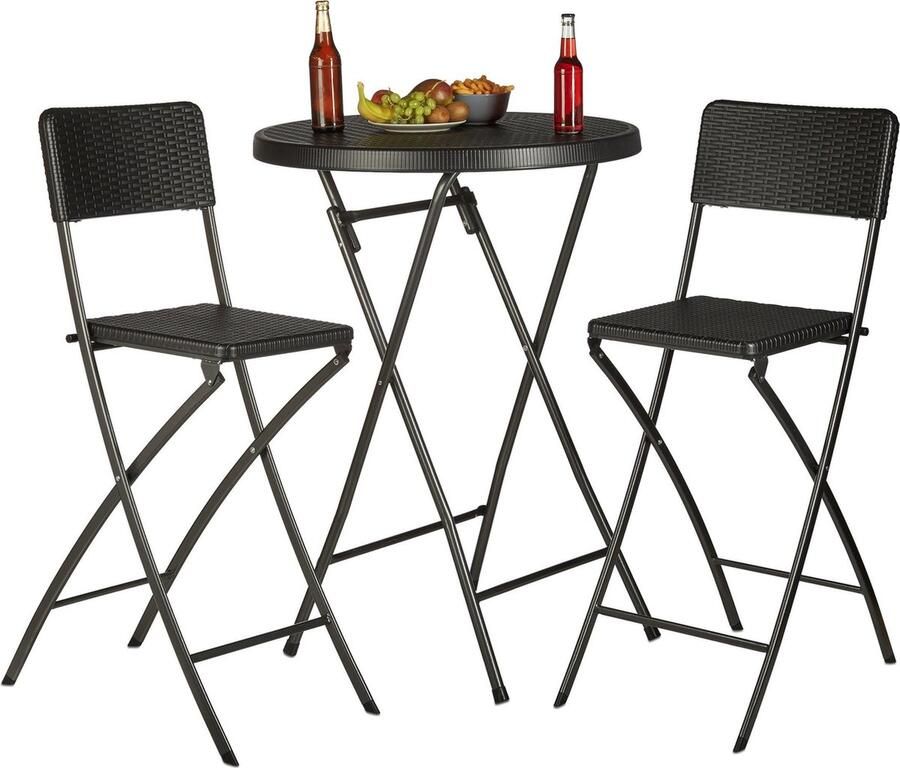 Relaxdays barkruk inklapbaar barstoel klapstoel hoge kruk met rugleuning set van 2 zwart