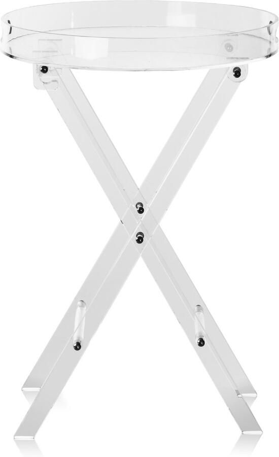 Inklapbare Bijzettafel Van Acryl Transparante Bijzettafel met Inklapbare X-Poot Bijzettafel voor Koffie Drankjes Snacks In De Woonkamer Slaapkamer Studeerkamer