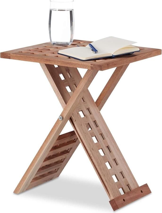 Bijzettafel inklapbaar walnotenhout telefoontafel salontafeltje vierkant klaptafel HBD 405x33x33 cm