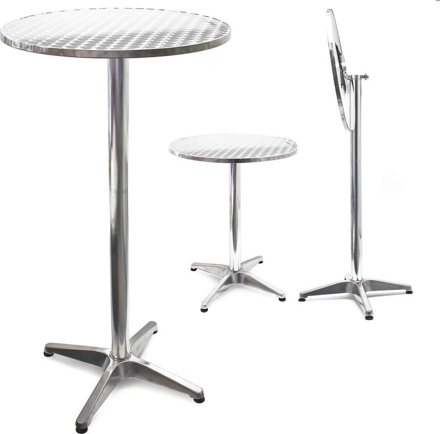 Inklapbare Bistrotafel Aluminium Cocktailtafel 74cm 114cm Ø60cm Weerbestendig en Stabiel