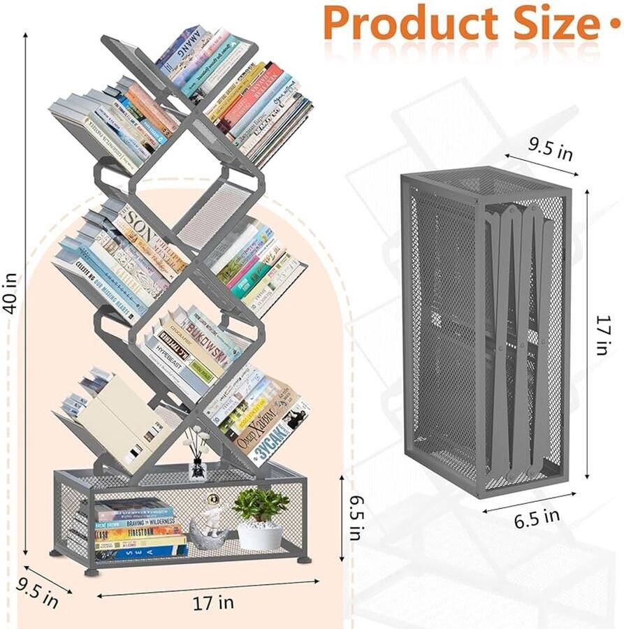 Inklapbare Boekenkast Multifunctioneel 1 stuk Metaal 43x24x100 cm
