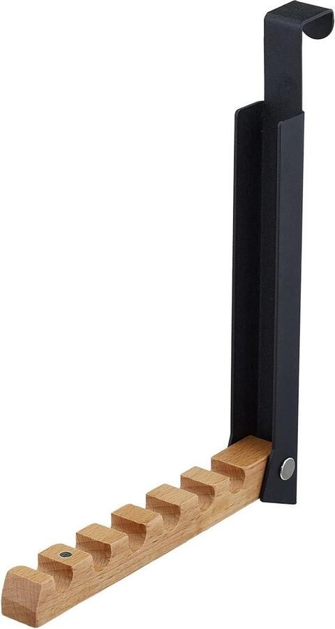 Inklapbare deurhaak voor 6 houten en metalen hangers Deurdikte van 2 cm Modern zwart