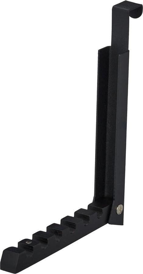 Inklapbare deurhaak voor 6 kledinghangers hout en metaal zwart deurdiktes tot 2 cm