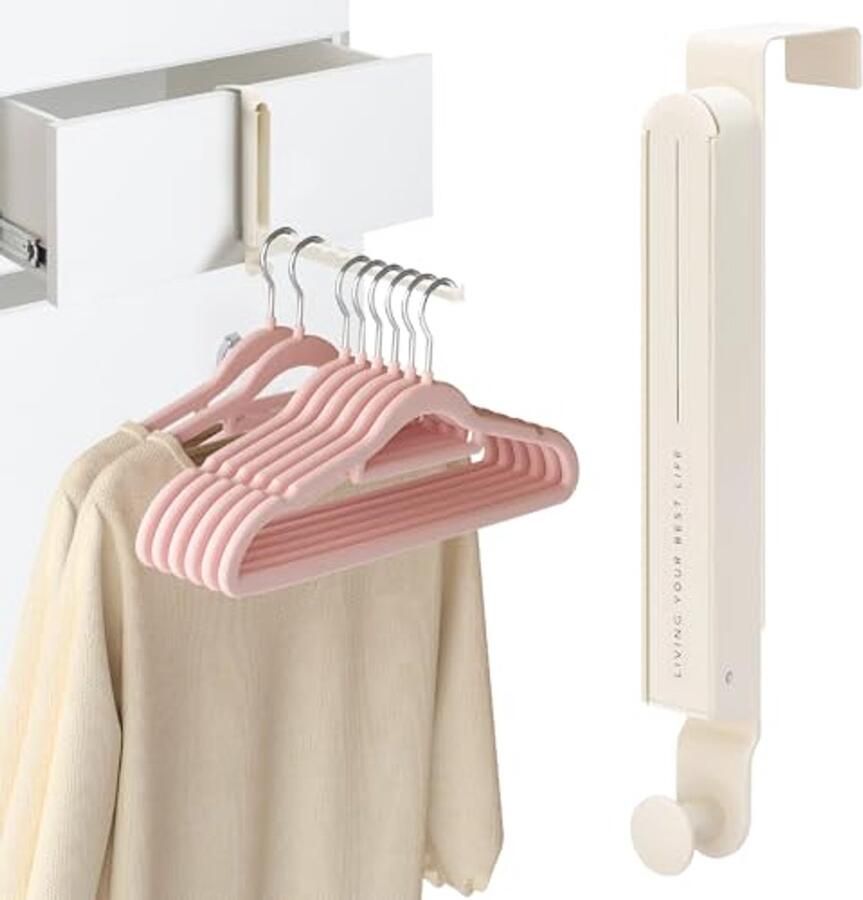 Inklapbare deurkapstok met 6 kleerhangers en uittrekbare verlengingen Perfect voor smalle deursponningen