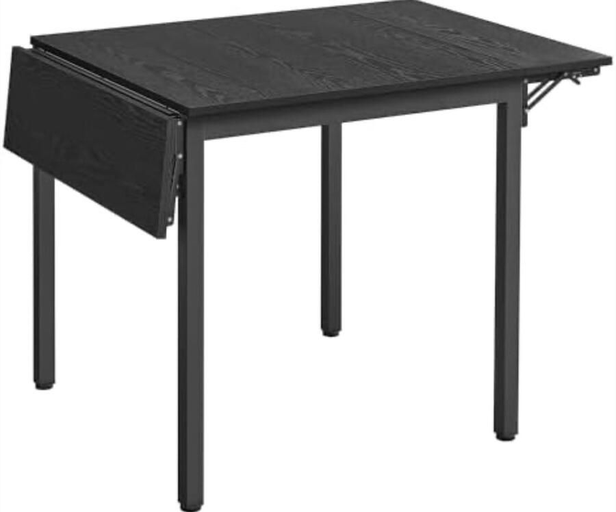 Inklapbare eettafel keukentafel uittrekbaar kantoor voor 2 tot 4 personen rechthoekig met kleppen voor kleine ruimtes houtzwart en inktzwart