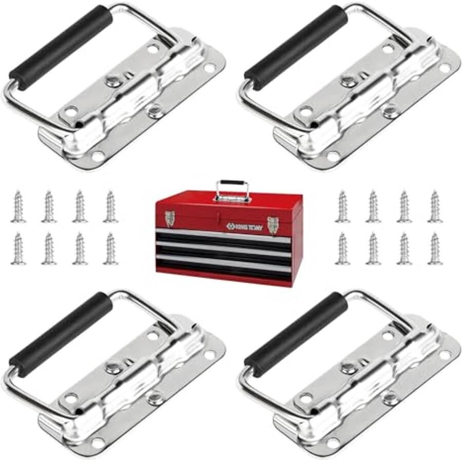 Inklapbare Gereedschapskist Handgreep Roestvrij Staal 110 mm Set van 4