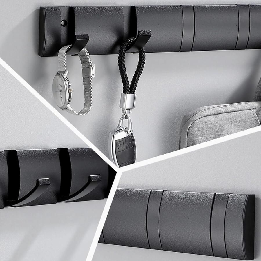 Inklapbare Kapstok Metalen Zwart 5 Haken voor Muur Entree Deur Badkamer Slaapkamer