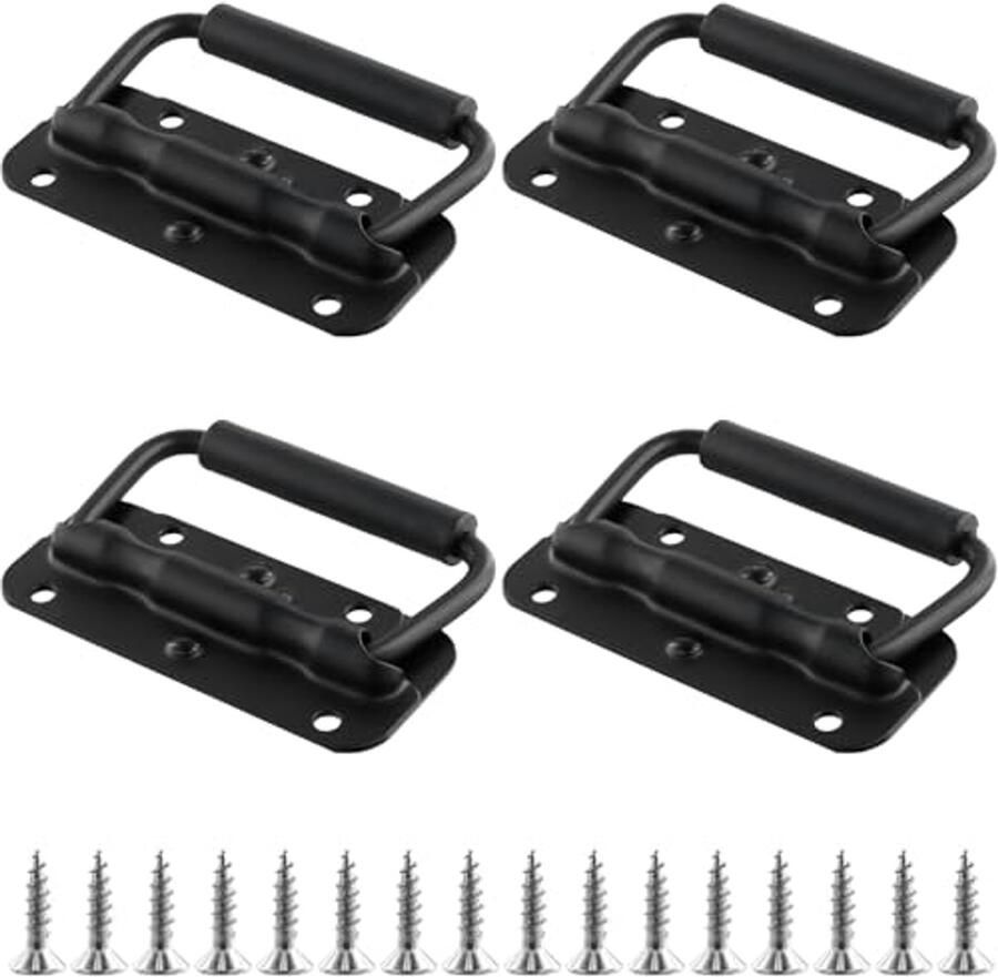 Inklapbare Kistgreep 100 mm Zwart Metaal Set van 4