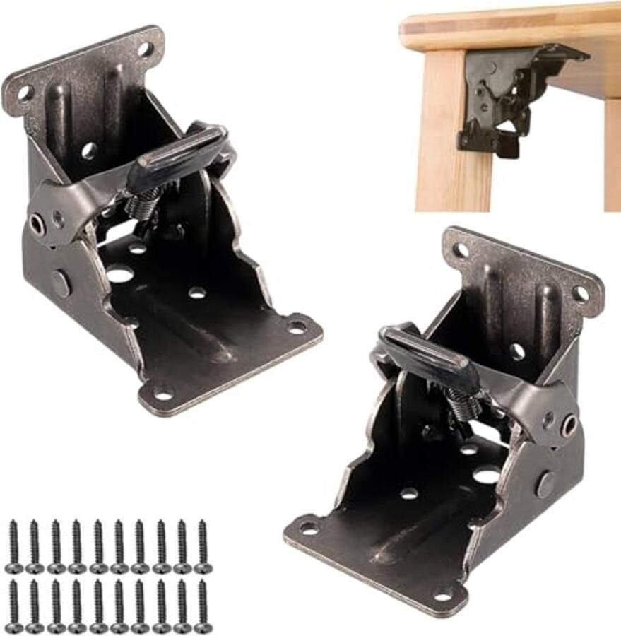 Inklapbare Klapscharnieren voor Tafel- of Bedpoten Set van 2 met Schroeven