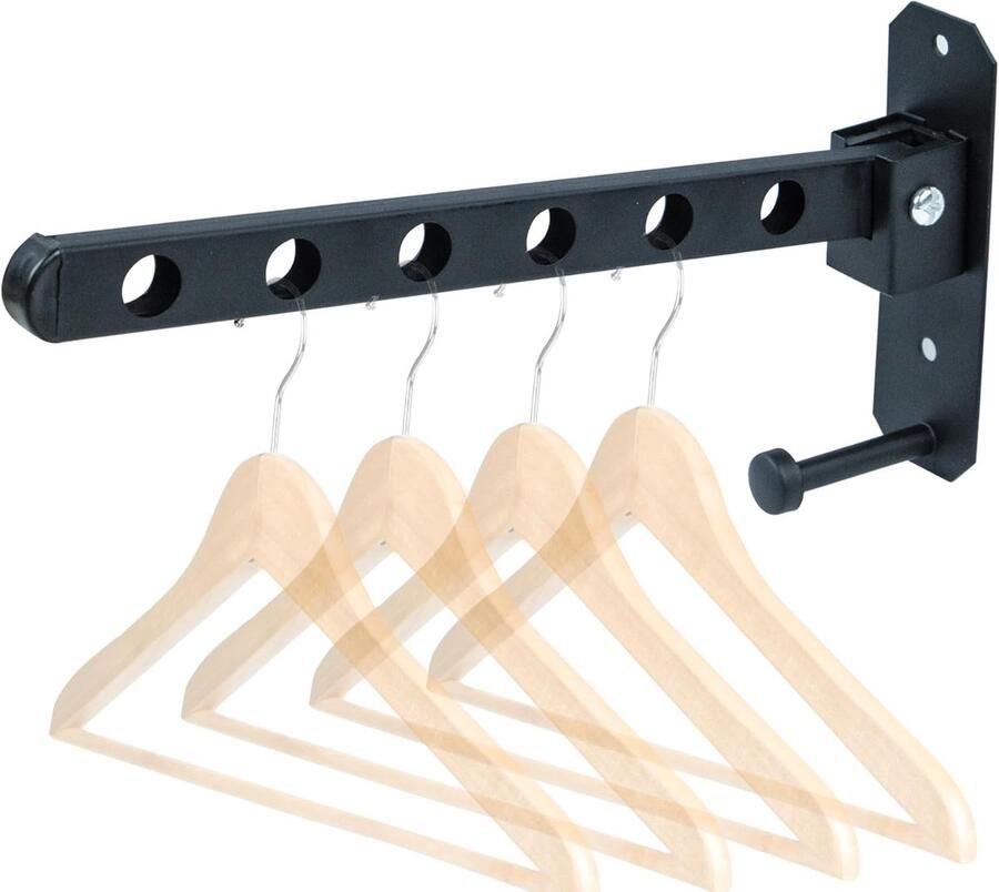 Inklapbare Kledinghaak Robuust Kledingrek 1 stuk Zwart Roestvrij staal