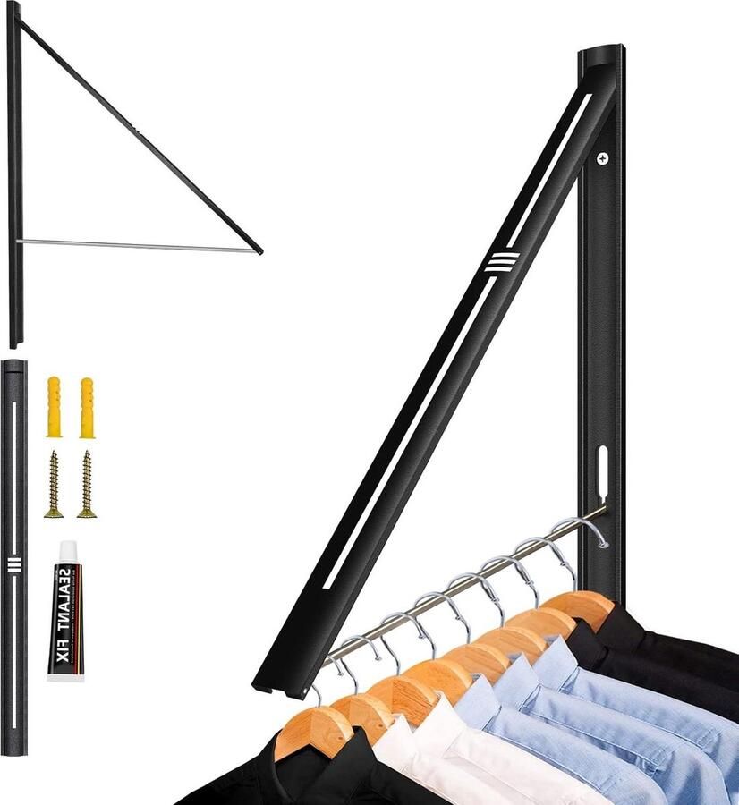 Inklapbare Kledinghaak Wandmontage Organisatie 1 stuk Aluminium RVS