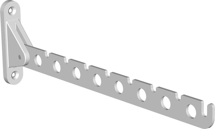 Inklapbare kledingstang met schroeven en pluggen praktische kledinghaak voor 8 beugels wandmontage 300 mm staal wit