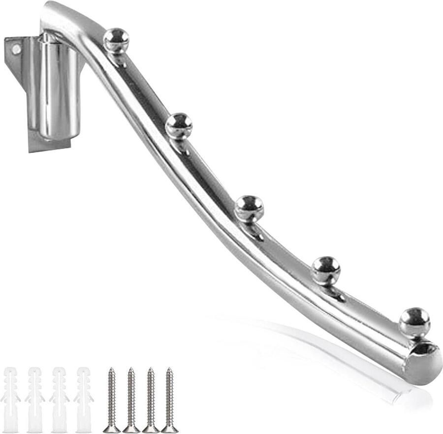 Inklapbare Kleerhaak van Roestvrij Staal 180 Graden Draaibaar Ruimtebesparend Wandgemonteerd Kledingrek voor Badkamer Balkon en Bijkeuken