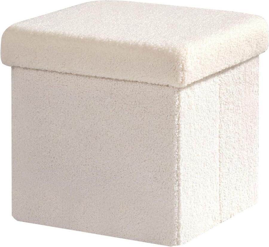 Inklapbare Kruk met Opbergruimte Multifunctioneel 1 stuk Wit 32 x 32 x 32 cm