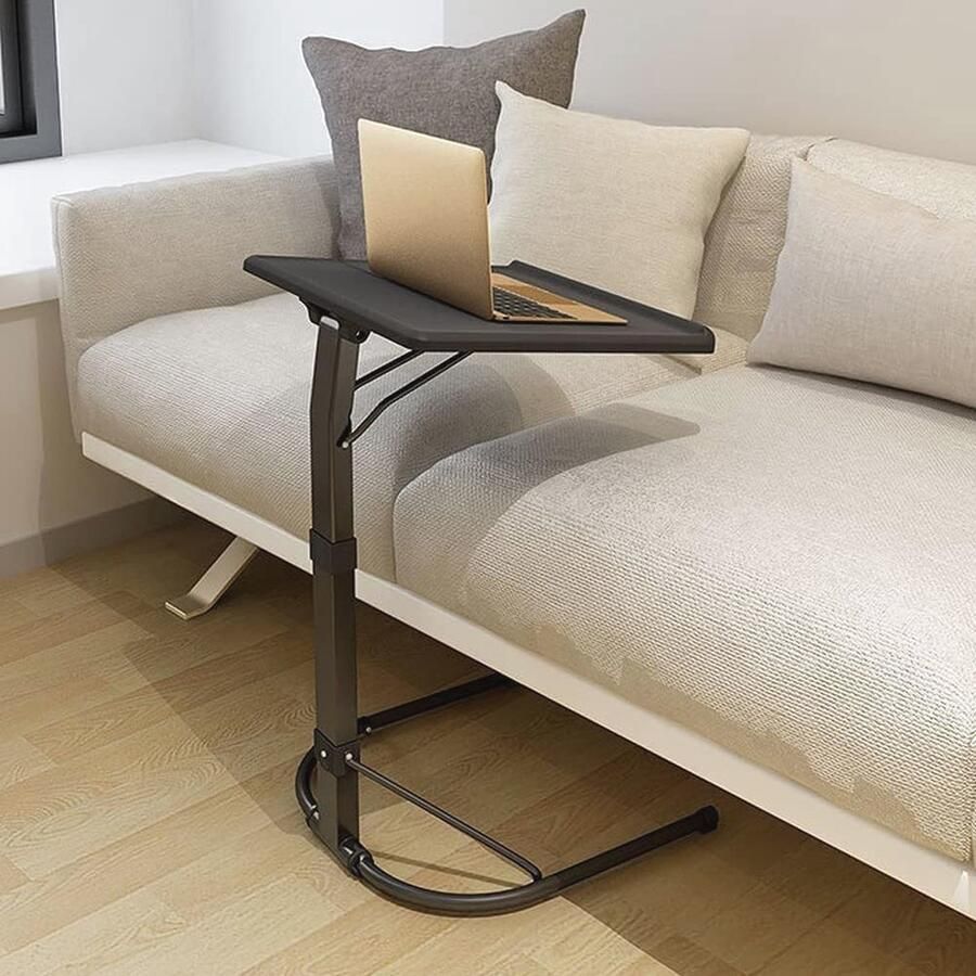 Inklapbare laptop-bijzettafel in hoogte verstelbaar kantelbaar banktafel licht en draagbaar voor bed bank outdoor (kleur: zwart maat: 43 x 43 cm)