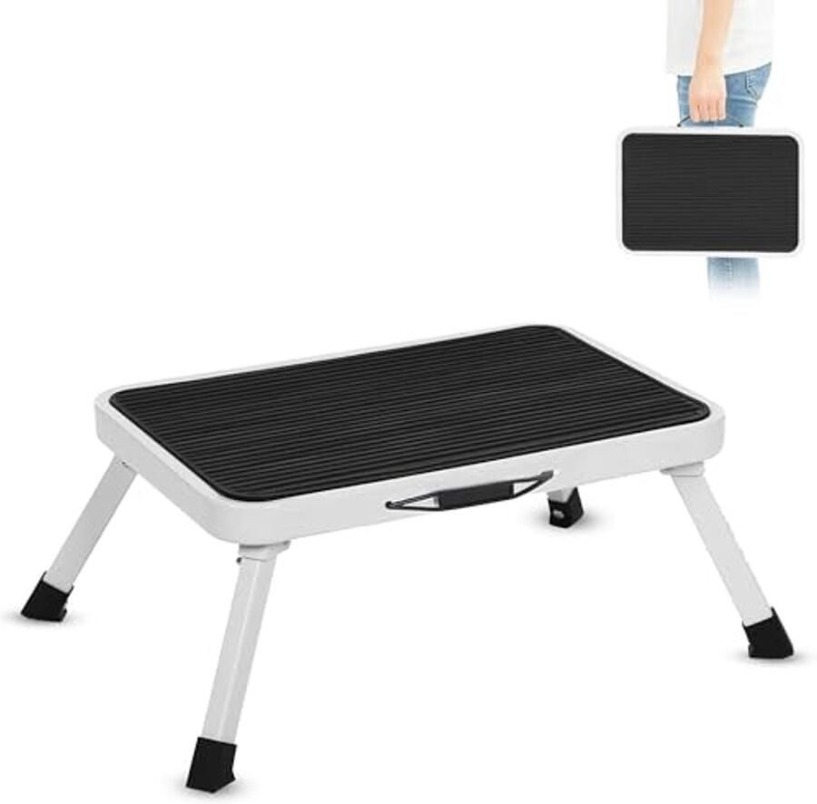 Inklapbare opstapkruk met antislip 150 kg draagvermogen compact en veelzijdig